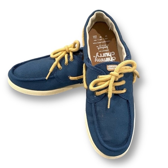 Chimmy Churry Sz 7.5w, 6.5m Classic Boat Shoe in Soft 100% Indigo Cotton Fabric - Picture 2 of 7